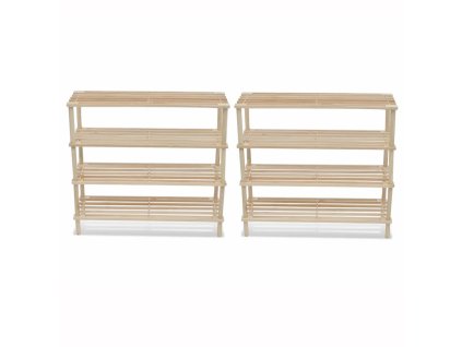 Botníky se 4 policemi 2 ks masivní jedlové dřevo 241066