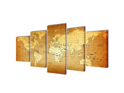 Sada obrazů, tisk na plátně, motiv mapa světa, 100 x 50 cm 241596