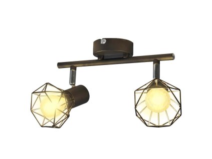 Černé industriální drátěné stínidlo se 2 bodovými LED žárovkami 242266