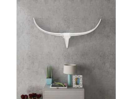 Nástěnná hliníková býčí hlava, dekorace, stříbrná barva 96 cm 242337