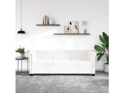 Chesterfield 3místná sedačka umělá kůže bílá 242372