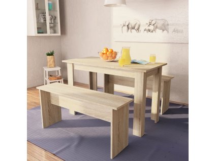 Jídelní stůl a lavice 3 kusy kompozitní dřevo dub 244866