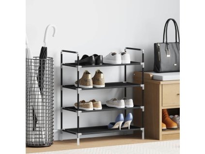 Botník se 4 policemi kov a netkaná textilie černý 245628