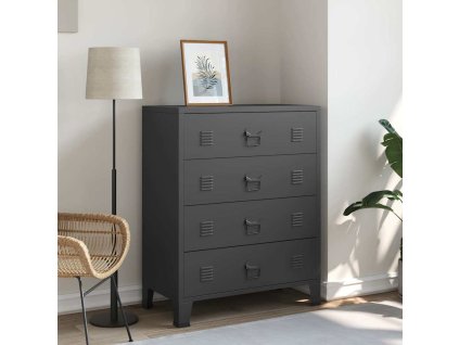Skříň se zásuvkami kovová industriální styl 78x40x93 cm černá 245963