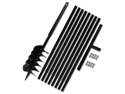 Zemní vrták s rukojetí 150 mm, s nástavci 9 m, ocel 270528