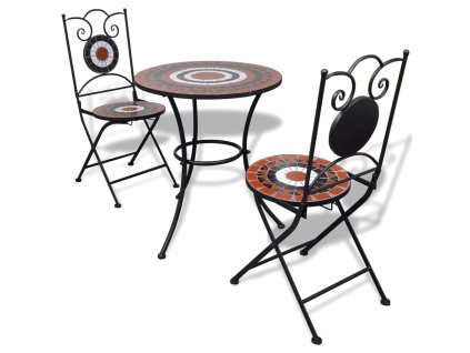 3dílný bistro set mozaikový keramický terakota a bílý 271773