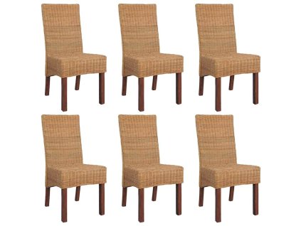 Jídelní židle 6 ks hnědé přírodní ratan 274205
