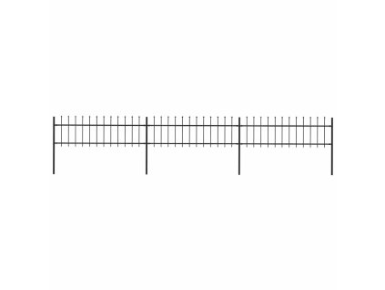 Zahradní plot s kopím nahoře ocelový 537 x 60 cm černý 277595