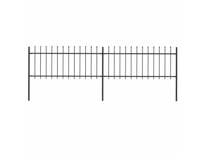 Zahradní plot s kopím nahoře ocelový 359 x 80 cm černý 277603