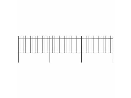 Zahradní plot s kopím nahoře ocelový 537 x 100 cm černý 277613