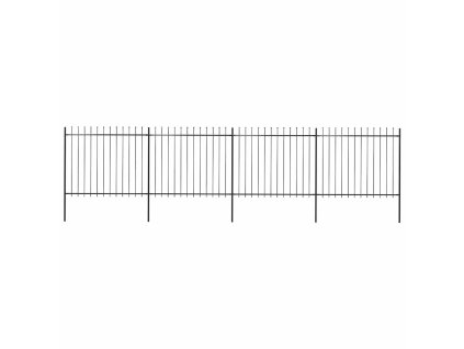 Zahradní plot s kopím nahoře ocelový 714,5 x 150 cm černý 277632