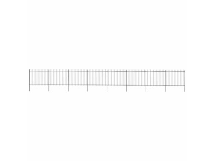 Zahradní plot s kopím nahoře ocelový 1426 x 150 cm černý 277636