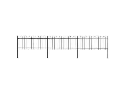 Zahradní plot s obloukem nahoře ocelový 537 x 80 cm černý 277649