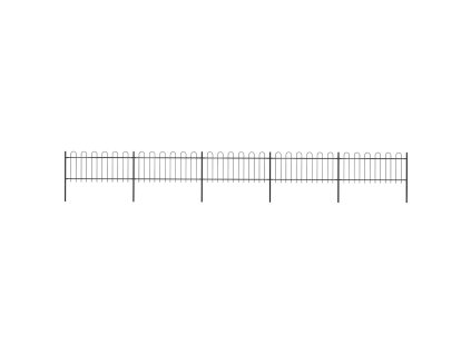 Zahradní plot s obloukem nahoře ocelový 892,5 x 80 cm černý 277651