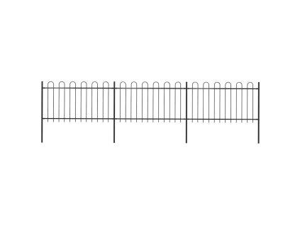 Zahradní plot s obloukem nahoře ocelový 537 x 100 cm černý 277658