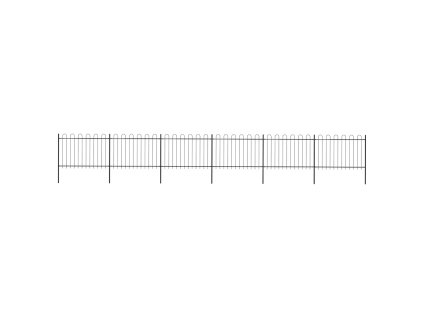 Zahradní plot s obloukem nahoře ocelový 1070 x 120 cm černý 277670