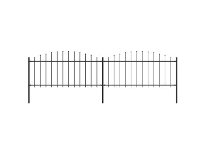 Zahradní plot s hroty ocel (0,5–0,75) x 3,4 m černý 277704