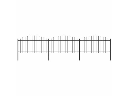 Zahradní plot s kopím nahoře ocelový 537 x 150 cm černý 277732