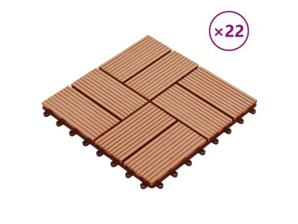 22 ks terasové dlaždice 30 x 30 cm 2 m² WPC teakový odstín 277809