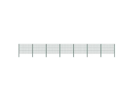 Plotový panel se sloupky železný 1212 x 120 cm zelený 278667
