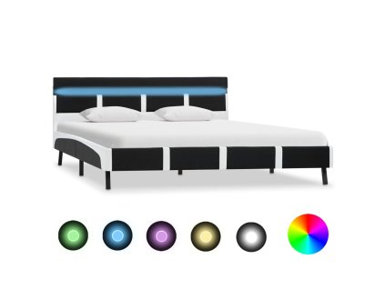 Rám postele s LED světlem černý umělá kůže 140 x 200 cm 280304
