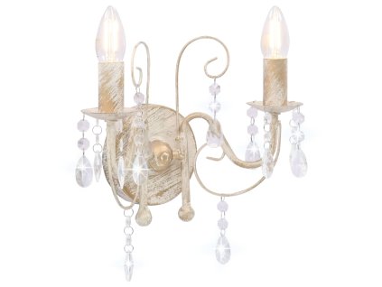 Nástěnná lampa s korálky bílá patina 2 x žárovka E14 281590
