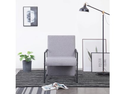Křeslo světle šedé textil 282155