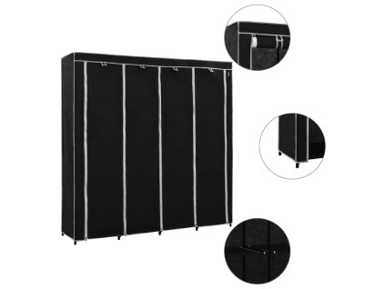 282445 vidaXL Wardrobe with 4 Compartments Black 175x45x170 cm 282445
