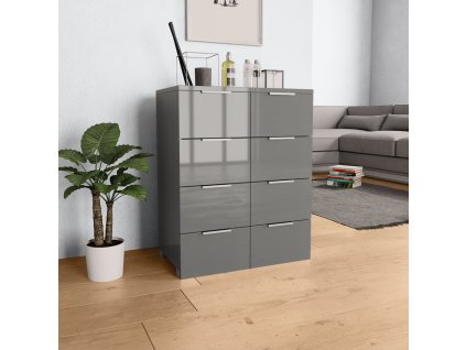 Příborník šedý s vysokým leskem 60x35x80 cm kompozitní dřevo 283714