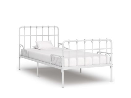 Rám postele s laťkovým roštem bílý kov 90 x 200 cm 284601