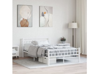 Rám postele bílý kovový 140 x 200 cm 285298