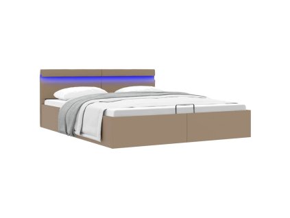 Rám postele LED úložný prostor cappuccino umělá kůže 180x200 cm 285563