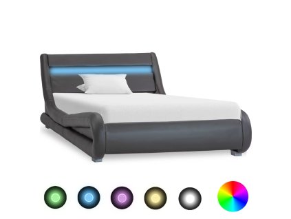 Rám postele s LED světlem šedý umělá kůže 100 x 200 cm 285739