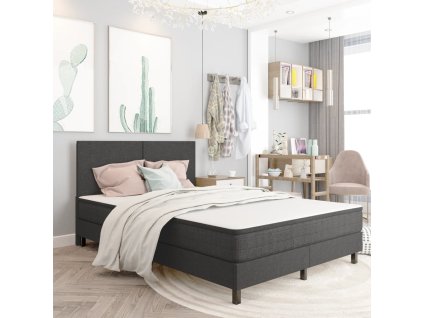 Postel boxspring šedá textil 140 x 200 cm 287456