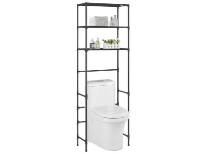 3patrový úložný regál nad WC černý 53 x 28 x 169 cm 288329
