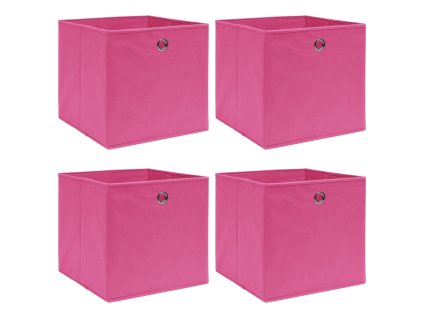 Úložné boxy 4 ks růžové 32 x 32 x 32 cm textil 288345