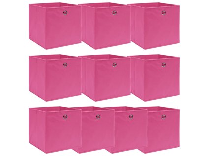 Úložné boxy 10 ks růžové 32 x 32 x 32 cm textil 288347