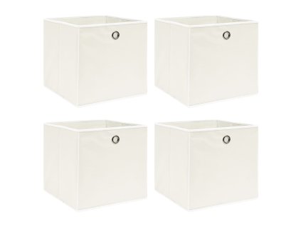 Úložné boxy 4 ks bílé 32 x 32 x 32 cm textil 288349