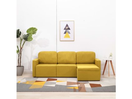 3místná modulární rozkládací pohovka žlutá textil 288789