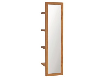 Nástěnné zrcadlo s poličkami 30 x 30 x 120 cm masivní teak 289070