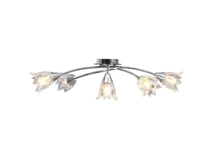 Stropní lampa průhledná skleněná stínidla 5 žárovek E14 tulipán 289236