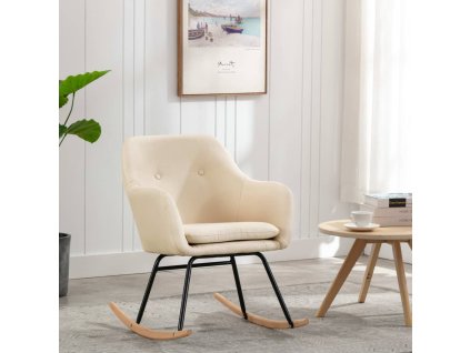 Houpací křeslo krémové textil 289529