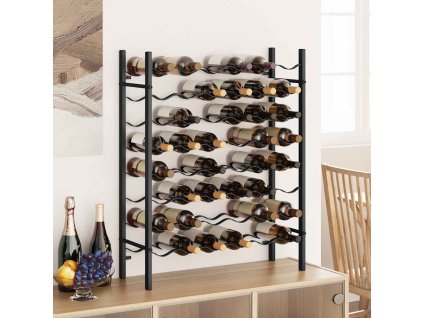 Stojan na víno na 48 lahví černý kov 289563