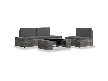 4dílná zahradní sedací souprava polyratan šedá 3054601