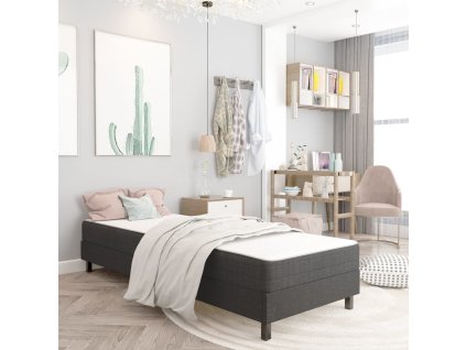 Postel boxspring tmavě šedá textil 80 x 200 cm 3054704
