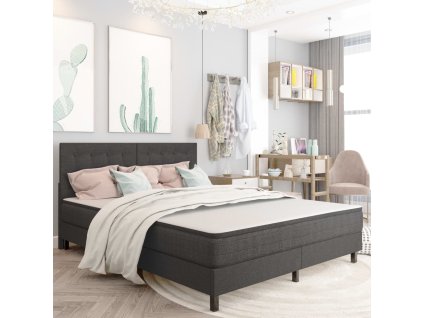 Postel boxspring tmavě šedá textil 160 x 200 cm 3054713