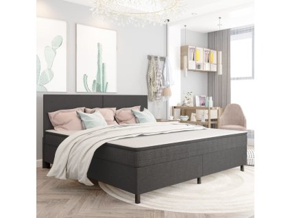 Postel boxspring tmavě šedá textil 200 x 200 cm 3054793