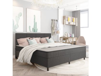 Postel boxspring tmavě šedá textil 200 x 200 cm 3054801