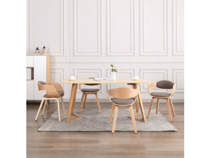 Jídelní židle 4 ks ohýbané dřevo a taupe textil 3054822