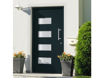 Vchodové dveře hliník a PVC antracitové 100 x 200 cm 3056824